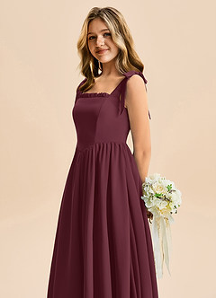 Azazie Delia Junior Abito A-Line in Chiffon Fiocco Cabernet image7