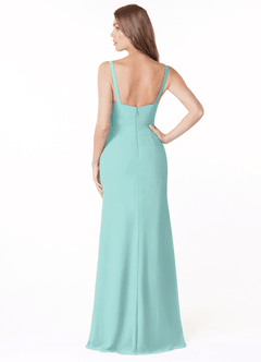 Azazie Salma Brautjungfernkleider Etui Seitliche Cut-Outs Chiffon Kleid Aqua image2