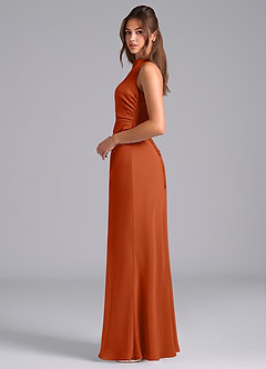 Azazie Evadne Bridesmaid Dresses Burnt Orange A-Line Pleated Chiffon Dress image6
