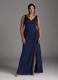 Azazie Winona Mother of the Bride Dresses Dark Navy Mermaid Sequins Mesh Dress image7