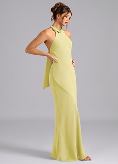 Azazie Velli Bridesmaid Dresses Lemon Sorbet Mermaid Bow Chiffon Dress image4