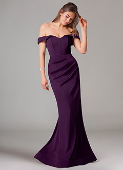 Azazie Everly Brudepigekjoler Havfrue Off-Shoulder Stræk satin Gulv-længde Kjole image6