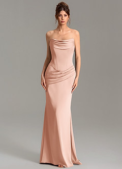 Azazie Adrienne Bridesmaid Dresses Rose Gold Mermaid Corset Stretch Satin Convertible Dress image3