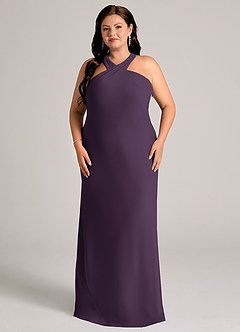 Azazie Doretta Bridesmaid Dresses Plum Mermaid Pleated Chiffon Dress image6