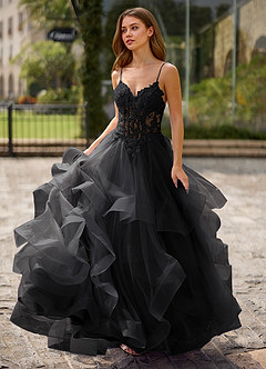 Spitze Noir Robe de bal en dentelle transparente image4