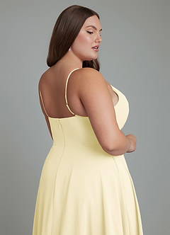 Azazie Amani Robes de demoiselle d'honneur Robe Trapèze en Mousseline de soie Plissé Sorbet Citron image13