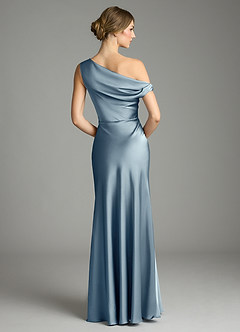 Azazie Emerson Brudtärnklänningar Klä av Sjöjungfru i Stretch Satin Av axeln Dammblå image2