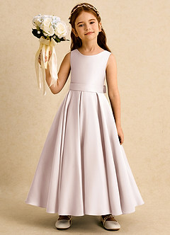 Azazie Mapel Blumenmädchenkleider Ballkleid Plissee Matte Satin Kleid Blassrosa image4