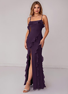 Azazie Malia Bridesmaid Dresses Plum Sheath Ruched Chiffon Dress image4