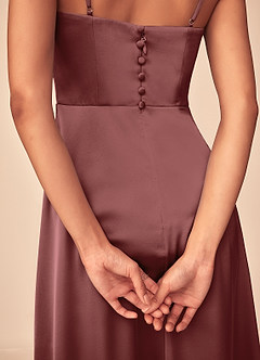 Azazie Dottie Bridesmaid Dresses Amethyst A-Line Stretch Satin Dress image7