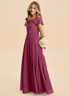 Azazie Cady Junior Mulberry A-Line Pleated Chiffon Dress image7