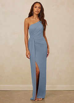 Christian Siriano Bridal for Azazie 1003 Brautjungfernkleider Etui One-Shoulder Chiffon Kleid Staubblau image1