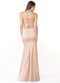 Azazie Emeria Bridesmaid Dresses Blushing Pink Mermaid Pleated Stretch Satin Dress image2