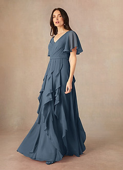 Azazie Watson Mother of the Bride Dresses Neptune A-Line V-Neck Chiffon Dress image2