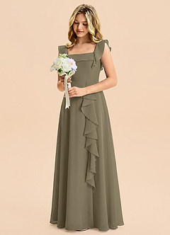 Azazie Nori Junior Willow Green A-Line Ruched Chiffon Dress image5