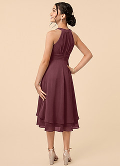 Azazie Linna Junior Sangria A-Line Pleated Chiffon Dress image4