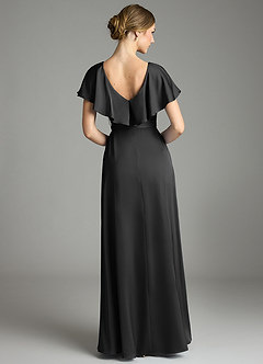 Azazie Lainey Bridesmaid Dresses Black A-Line with Pockets Stretch Satin Dress image7