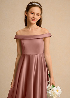 Azazie Teeny Girl Flower Girl Klänningar Klä A-Line i Matt satäng Plisserad image7