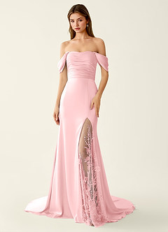 Donatella Light Pink 3D Flowers Sparkly Lace Up Back Prom Dress | Azazie