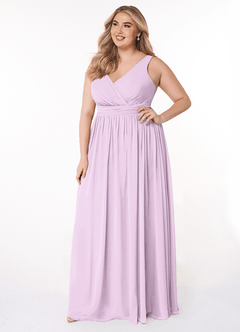 Azazie Kora Brautjungfernkleider A-Linie Plissee Chiffon Kleid Frostiges Flieder image3