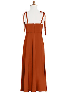 Azazie Rosey Junior Robe Trapèze en Satin extensible Encolure en Forme de Cœur Orange Brûlée image8