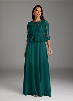 Azazie Averie Kleider für die Brautmutter A-Linie Bootshals Pailletten Chiffon Kleid Pfau image3