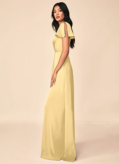 Azazie Soren Robes de demoiselle d'honneur Robe Trapèze en Satin extensible Plissée Beurre image3