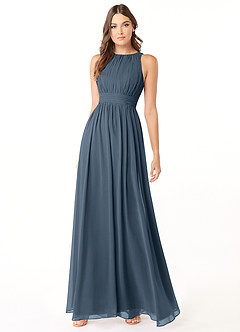 Azazie Luz Bridesmaid Dresses Neptune A-Line Lace Chiffon Dress image3