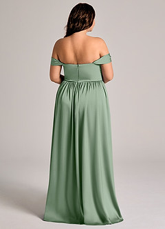 Azazie Calianna Bridesmaid Dresses Matcha A-Line Off the Shoulder Stretch Satin Convertible Dress image7