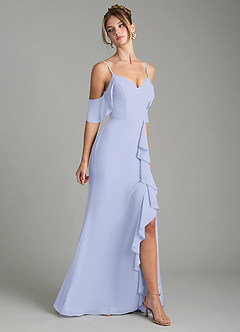 Azazie Alexys Bridesmaid Dresses Lavender Sheath Off the Shoulder Chiffon Dress image6