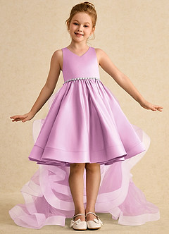 Azazie Julietta Flower Girl Dresses Candy Pink Ball-Gown Convertible Tulle Dress image2