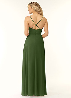 Azazie Naeem Vestidos de madrinha de casamento Vestir Oliva de Chiffon de Linha A com Ruched image3