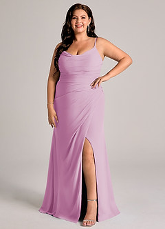 Azazie Deandra Bridesmaid Dresses Candy Pink Mermaid Pleated Chiffon Dress image9