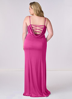 Barbie ♥ Azazie Vestidos de damas de honor Vestido de Fucsia de Satén Elástico de Corte Sirena con Corsé image7