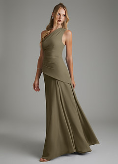 Azazie Holly Bridesmaid Dresses Willow Green A-Line Corset Chiffon Dress image4