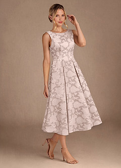 Azazie Fulton vestidos de madre de la novia Vestido de Rosa Rubor de Devorado Floral de Corte En A con Plisado image2