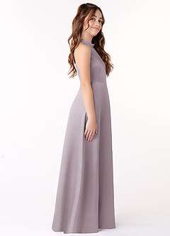 Azazie Laurel Junior A-Linie Matte Satin Kleid Dämmerung image2
