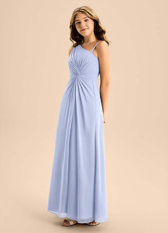 Azazie Brooke Junior Ice A-Line Side Slit Chiffon Dress image6