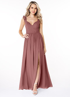Azazie Stassie Bridesmaid Dresses Desert Rose A-Line Sweetheart Ruched Chiffon Dress image3