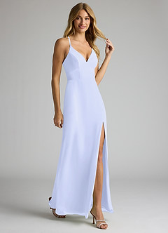 Azazie Becca Bridesmaid Dresses Lavender Sheath V-Neck Chiffon Dress image2