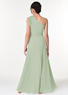 Azazie Cleo Junior Dusty Sage A-Line Pleated Chiffon Dress image2