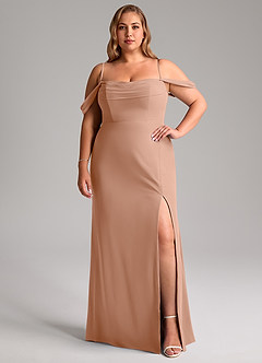 Azazie Saige Abiti da Damigella Abito Convertibile A-Line in Chiffon a Spalla Scoperta Champagne Rosa image13