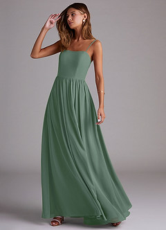 Azazie Calianna Bridesmaid Dresses Eucalyptus A-Line Off the Shoulder Chiffon Convertible Dress image3