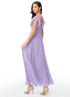 Azazie Bondi Abiti da Damigella Abito A-Line in Chiffon Increspato Lilla image4