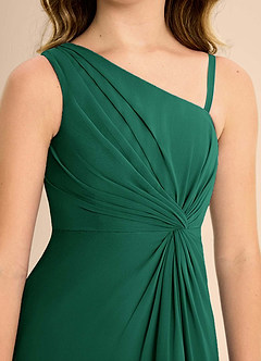 Azazie Brooke Junior Emerald A-Line Side Slit Chiffon Dress image7
