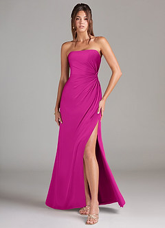 Azazie Aliani Bridesmaid Dresses Fuchsia Sheath Strapless Chiffon Convertible Dress image1