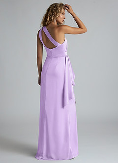 Azazie Maive Bridesmaid Dresses Lilac Sheath Ruched Stretch Satin Dress image3