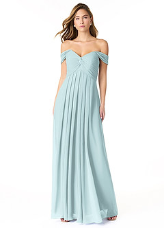 Azazie Kaitlynn Bridesmaid Dresses Mist Empire Ruched Chiffon Convertible Dress image2