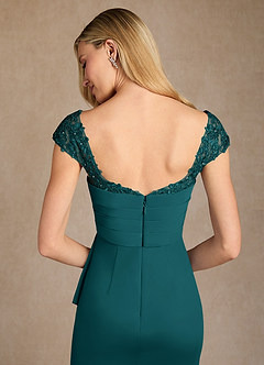 Azazie Belfast Abiti per la Madre della Sposa Abito Tubino in Maglia Pizzo Verde Pavone image6