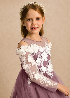 Azazie Lilah Flower Girl Klänningar Klänning A-linje i Tyll Spets image6